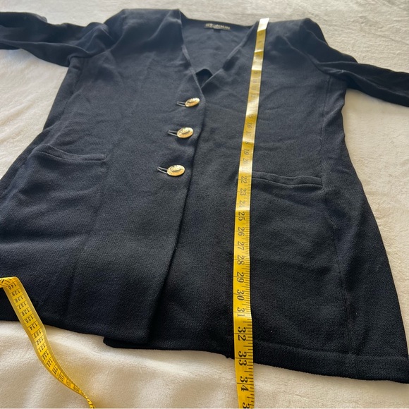 Vintage St. John Basics Sz 16 Santana Knit Black Long Sleeve Jacket & Skirt Set - Picture 10 of 13